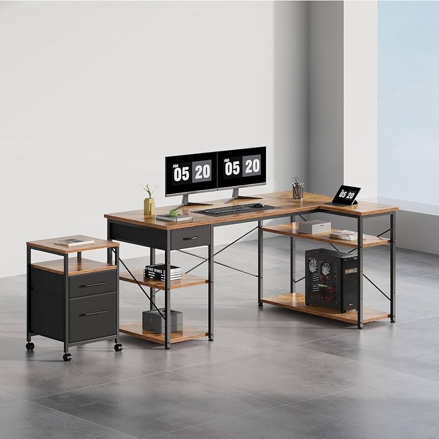 Amazon | Maihail 机 l字デスク 勉強机 pcデスク パソコンデスク